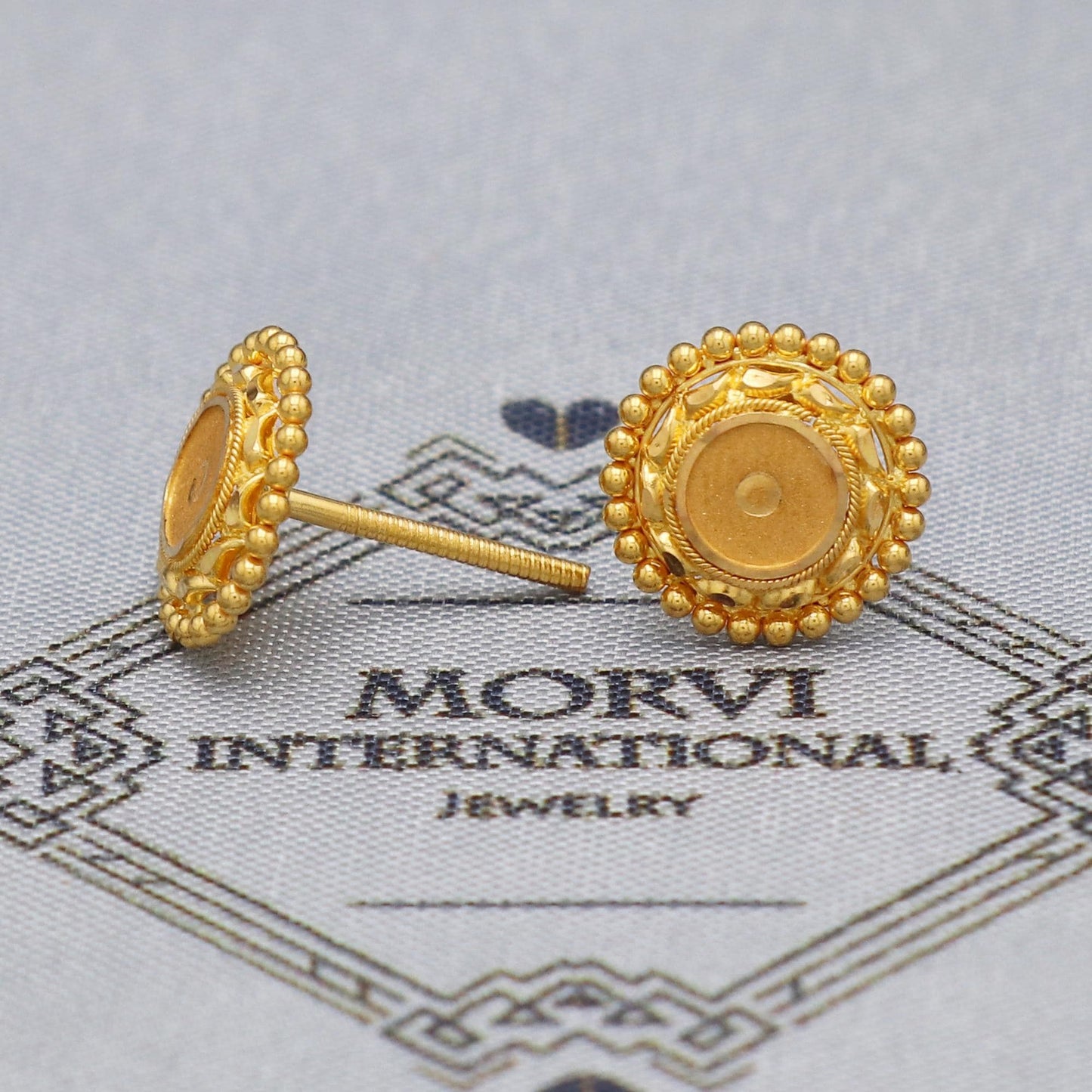 22k solid gold stud earrings indian jewelry, K5480
