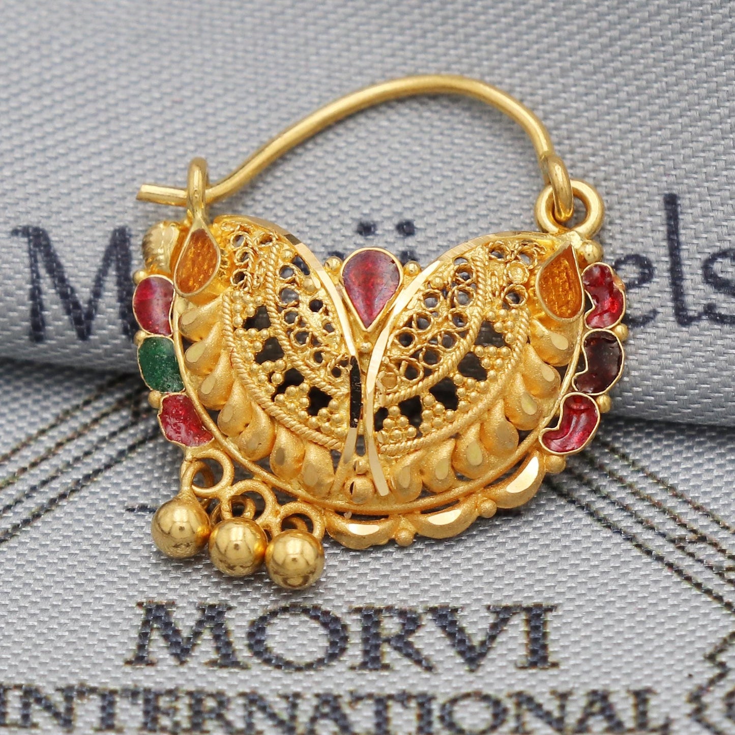 traditional 22k gold nose ring women artisan jewelry