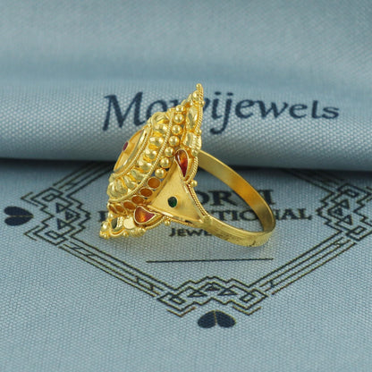 handcrafted real 22k solid gold ring, indian gold ring, daily wear handmade ring, K5673