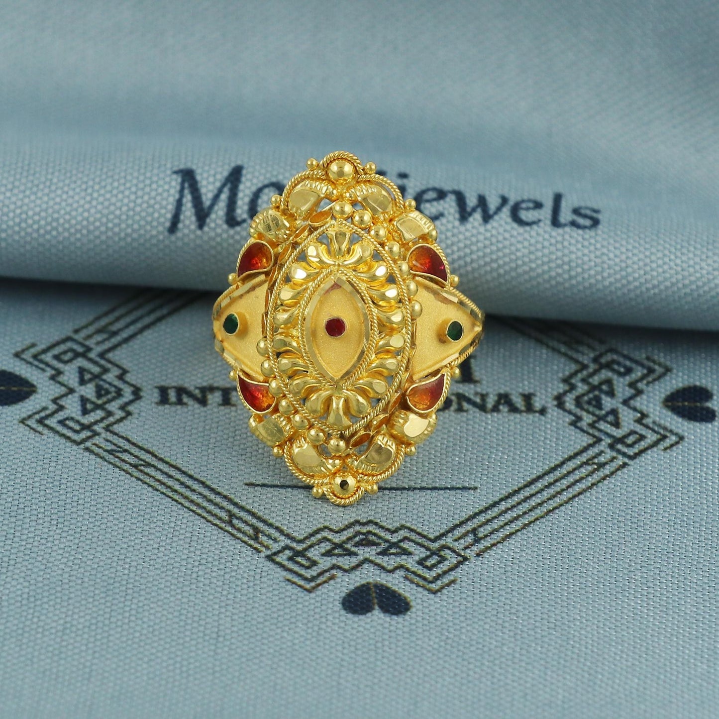 handcrafted real 22k solid gold ring, indian gold ring, daily wear handmade ring, K5673