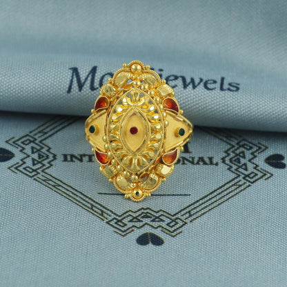 handcrafted real 22k solid gold ring, indian gold ring, daily wear handmade ring, K5673