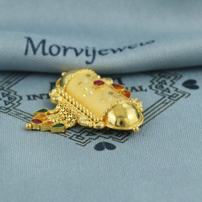22k Yellow Gold Handcrafted Pendant Necklace Jewelry, Pure gold necklace indian gold necklace, gift for wife, K5677