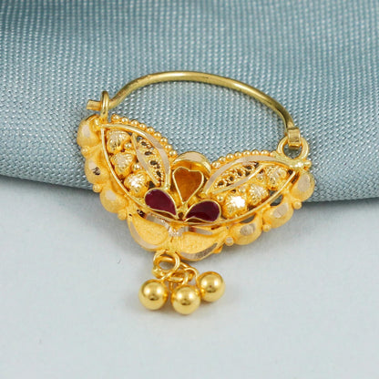 handcrafted 22kt solid gold nose ring nosering indian jewelry traditional indian nath bridal Jewelry, K4583