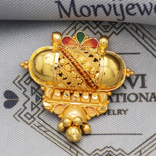 Indian Pendant Handmade 22k Yellow Gold Chain Necklace Jewelry, Pure gold necklace indian gold necklace, gift for wife, K5509