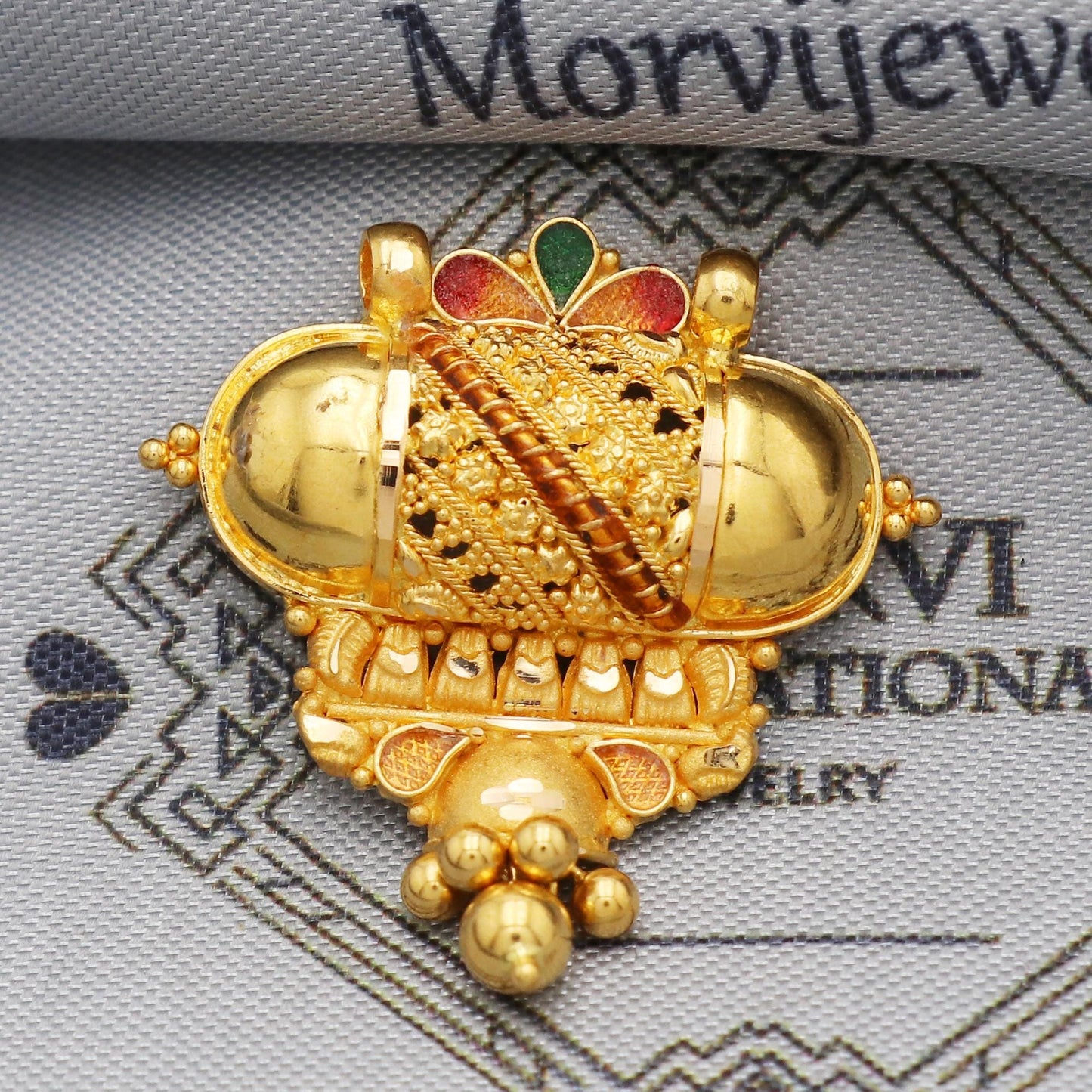 Indian Pendant Handmade 22k Yellow Gold Chain Necklace Jewelry, Pure gold necklace indian gold necklace, gift for wife, K5509