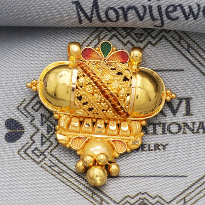 Indian Pendant Handmade 22k Yellow Gold Chain Necklace Jewelry, Pure gold necklace indian gold necklace, gift for wife, K5509