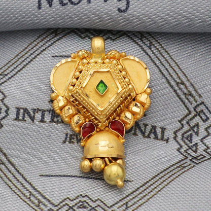 Indian Pendant Handmade 22k Yellow Gold Chain Necklace Jewelry, Pure gold necklace indian gold necklace, gift for wife, K5517