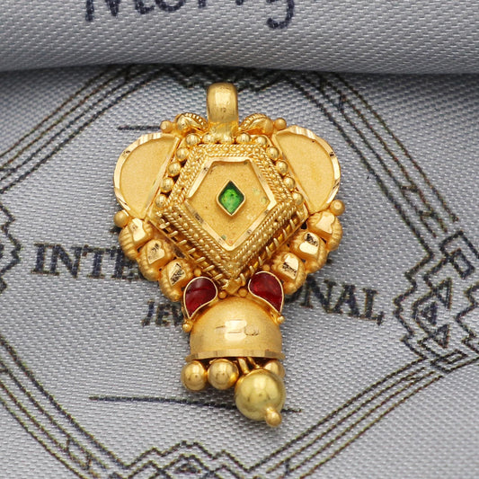 Indian Pendant Handmade 22k Yellow Gold Chain Necklace Jewelry, Pure gold necklace indian gold necklace, gift for wife, K5517