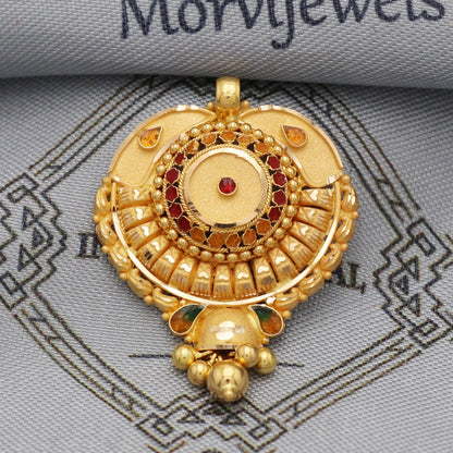 Indian Pendant Handmade 22k Yellow Gold Chain Necklace Jewelry, Pure gold necklace indian gold necklace, gift for wife, K5518