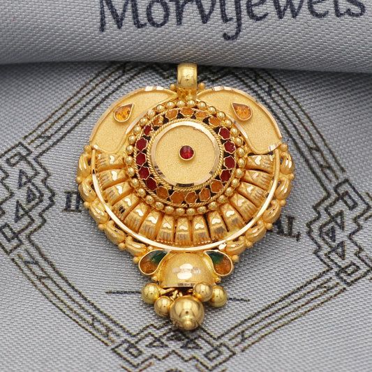 Indian Pendant Handmade 22k Yellow Gold Chain Necklace Jewelry, Pure gold necklace indian gold necklace, gift for wife, K5518