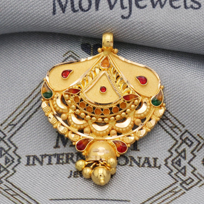 Indian Pendant Handmade 22k Yellow Gold Chain Necklace Jewelry, Pure gold necklace indian gold necklace, gift for wife, K5531