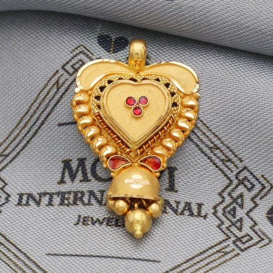 Indian Pendant Handmade 22k Yellow Gold Chain Necklace Jewelry, Pure gold necklace indian gold necklace, gift for wife, K5532