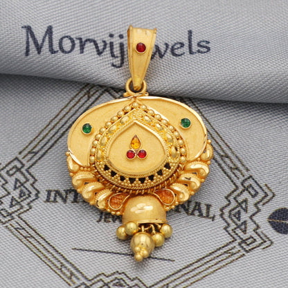 Indian 22kt Gold Pendant Necklace Jewelry, K5535