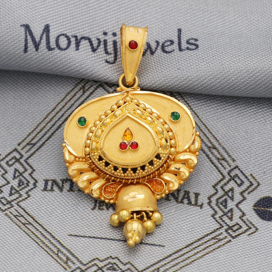 Indian 22kt Gold Pendant Necklace Jewelry, K5535