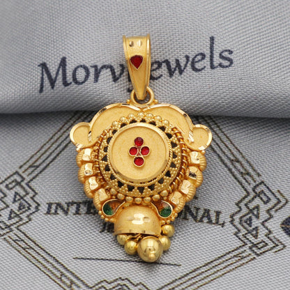 Indian Pendant Handmade 22k Yellow Gold Chain Necklace Jewelry, Pure gold necklace indian gold necklace, gift for wife, K5537