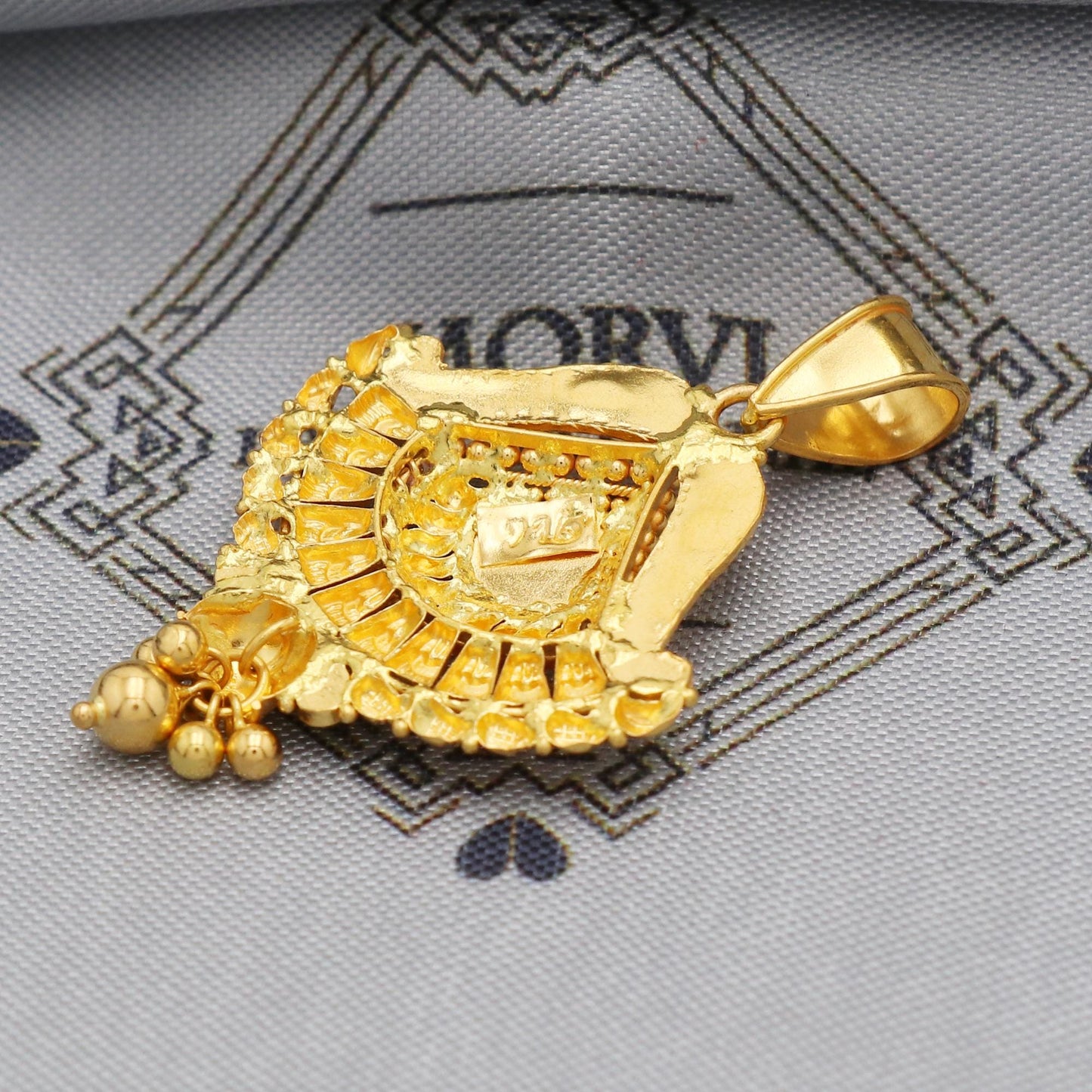 Indian Pendant Handmade 22k Yellow Gold Chain Necklace Jewelry, Pure gold necklace indian gold necklace, gift for wife, K5538