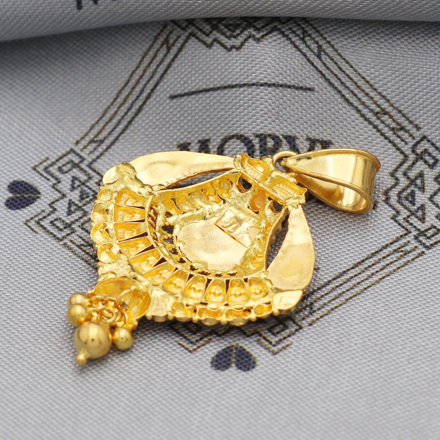 Indian Pendant Handmade 22k Yellow Gold Chain Necklace Jewelry, Pure gold necklace indian gold necklace, gift for wife, K5539