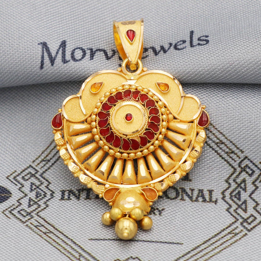 Indian Pendant Handmade 22k Yellow Gold Chain Necklace Jewelry, Pure gold necklace indian gold necklace, gift for wife, K5541