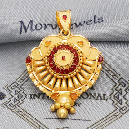 Indian Pendant Handmade 22k Yellow Gold Chain Necklace Jewelry, Pure gold necklace indian gold necklace, gift for wife, K5541