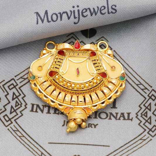 22k Yellow Gold Pendant Jewelry, Pure gold necklace indian gold necklace, gift for wife, K5629