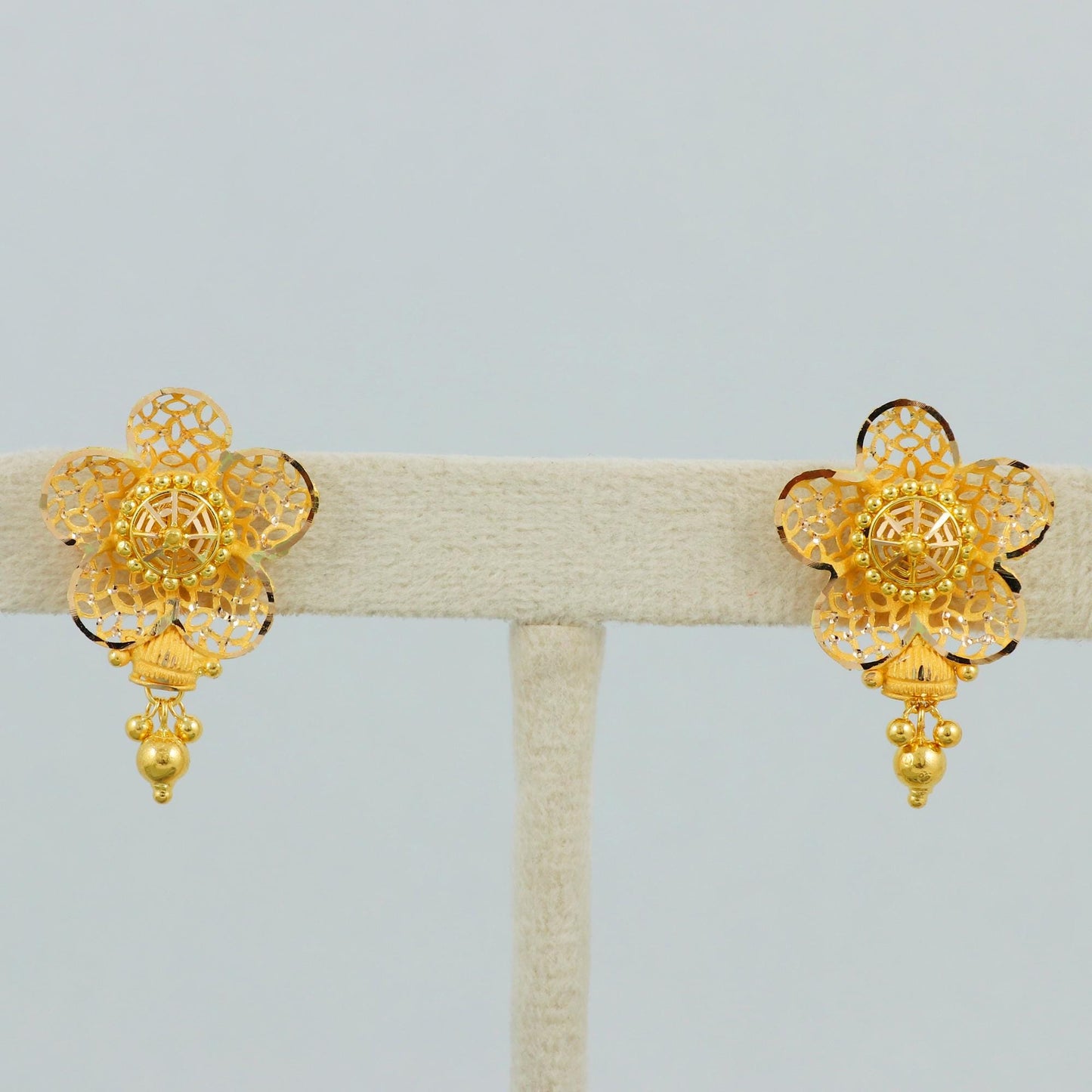 22k gold flower filigree earrings jewelry , K4590