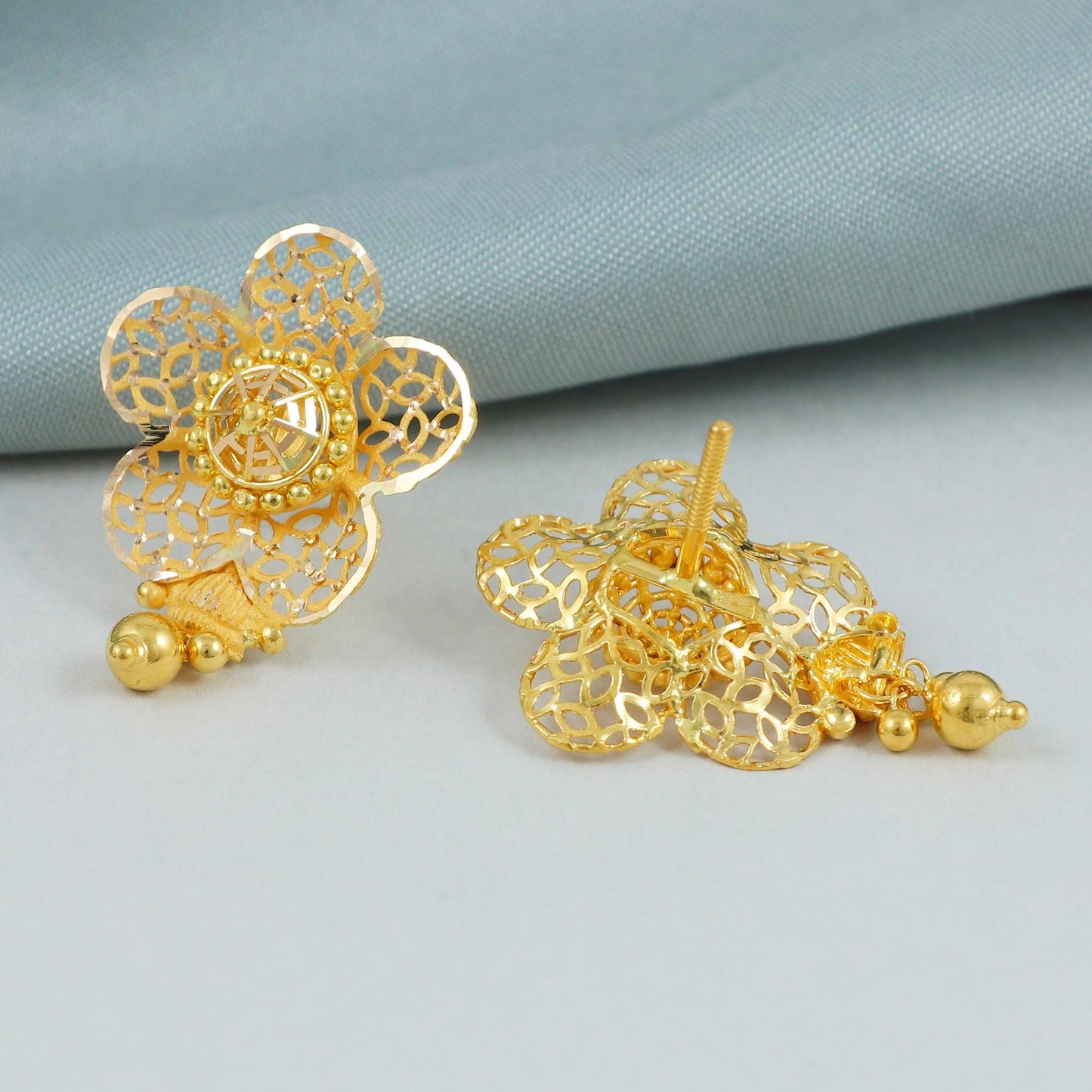 22k gold flower filigree earrings jewelry , K4590