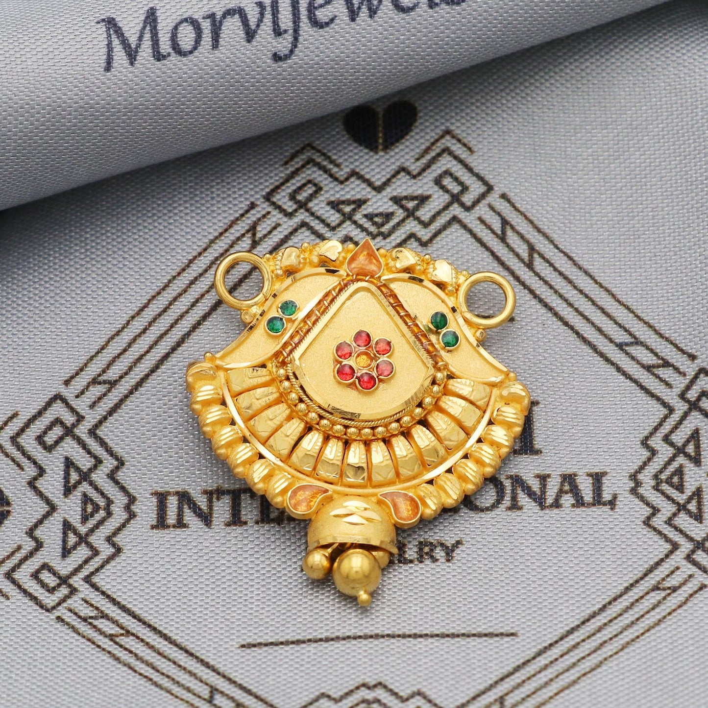 Indian Pendant Handmade 22k Yellow Gold Chain Necklace Jewelry, Pure gold necklace indian gold necklace, gift for wife, K5632