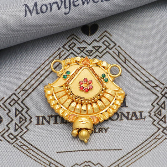 Indian Pendant Handmade 22k Yellow Gold Chain Necklace Jewelry, Pure gold necklace indian gold necklace, gift for wife, K5632