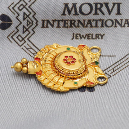 Indian Pendant Handmade 22k Yellow Gold Chain Necklace Jewelry, Pure gold necklace indian gold necklace, gift for wife, K5634