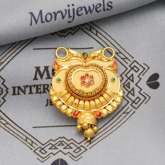 Indian Pendant Handmade 22k Yellow Gold Chain Necklace Jewelry, Pure gold necklace indian gold necklace, gift for wife, K5634