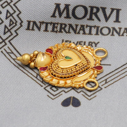Indian Pendant Handmade 22k Yellow Gold Chain Necklace Jewelry, Pure gold necklace indian gold necklace, gift for wife, K5635