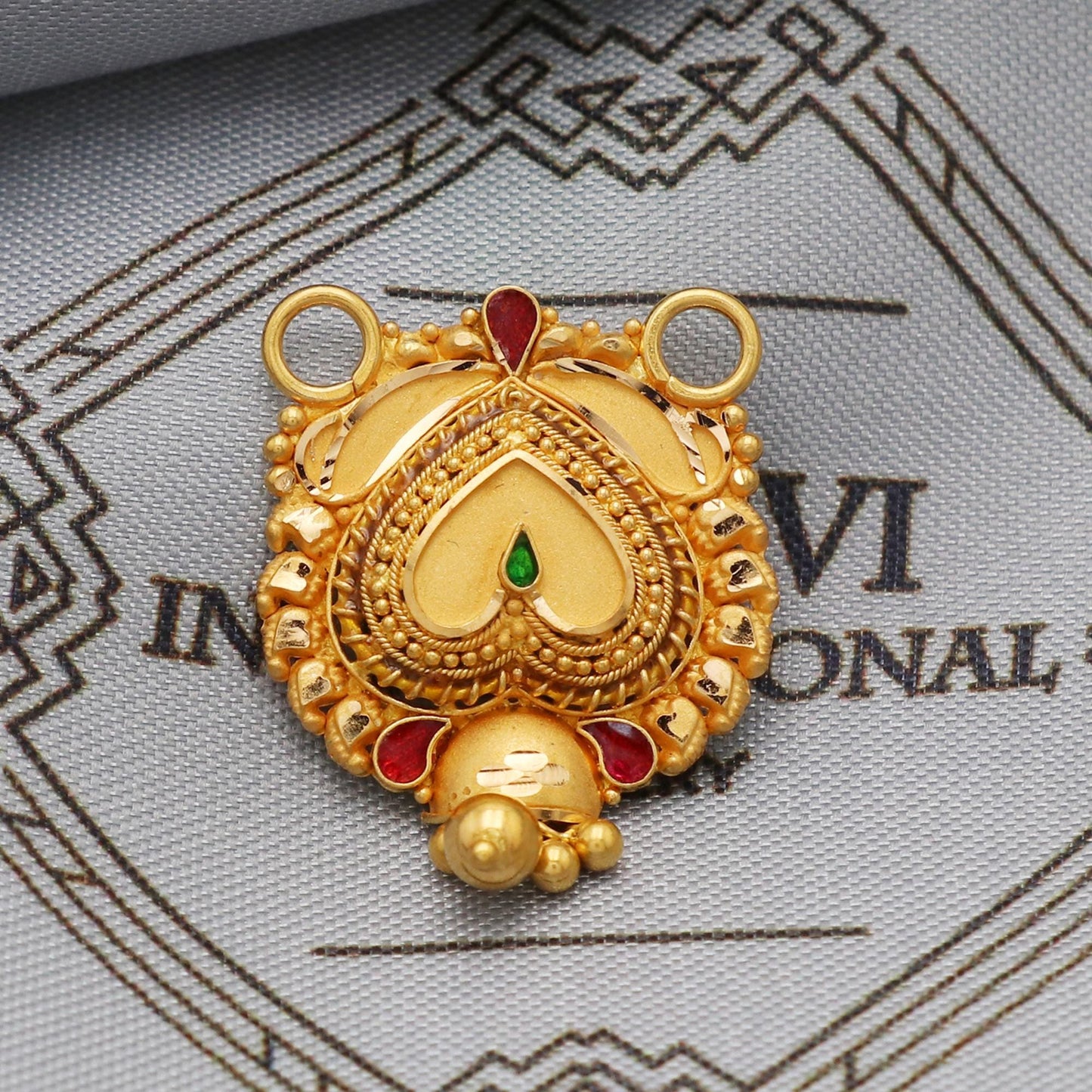 Indian Pendant Handmade 22k Yellow Gold Chain Necklace Jewelry, Pure gold necklace indian gold necklace, gift for wife, K5635
