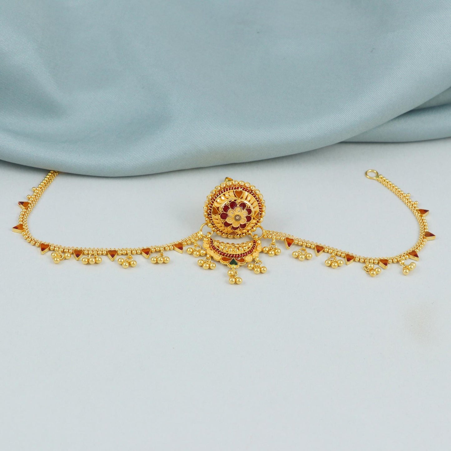 Headwear Borla with Chain 22k Indian Borla wedding hair wear traditional ornaments, Indian Outfit, K4596