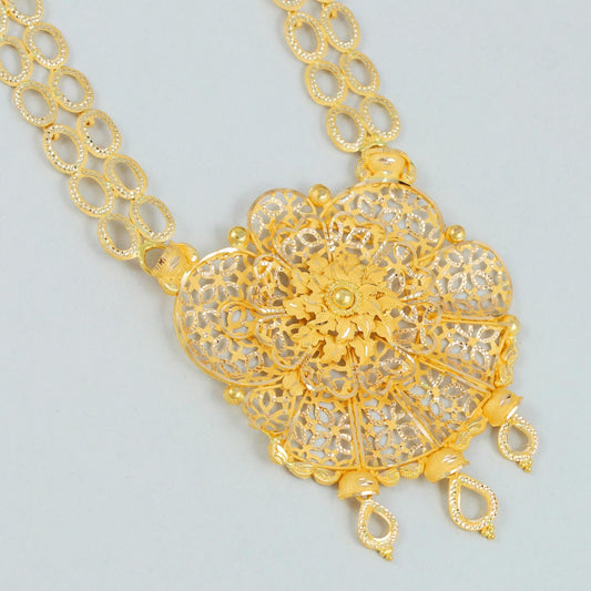 filigree real gold 22k gold long necklace , K4599