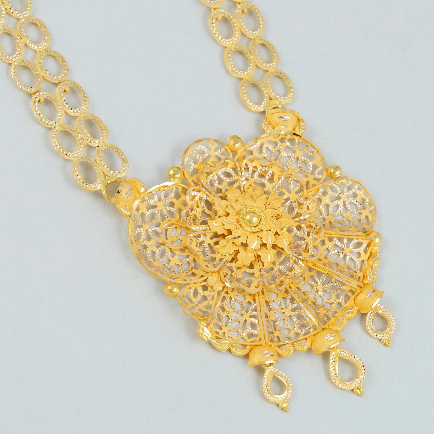 filigree real gold 22k gold long necklace , K4599