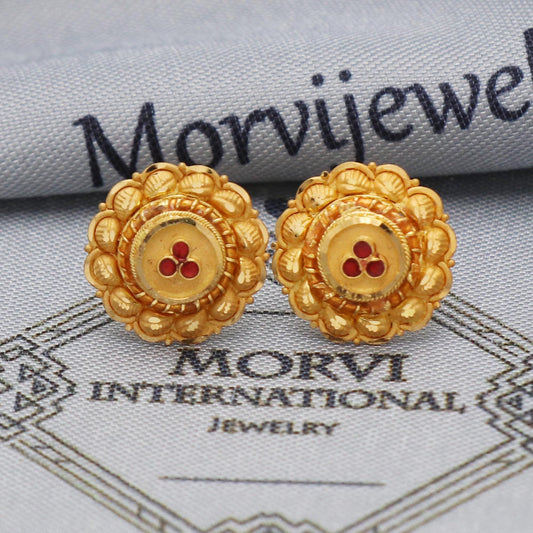 22k gold stud earrings handmade jewelry for gift, K5448