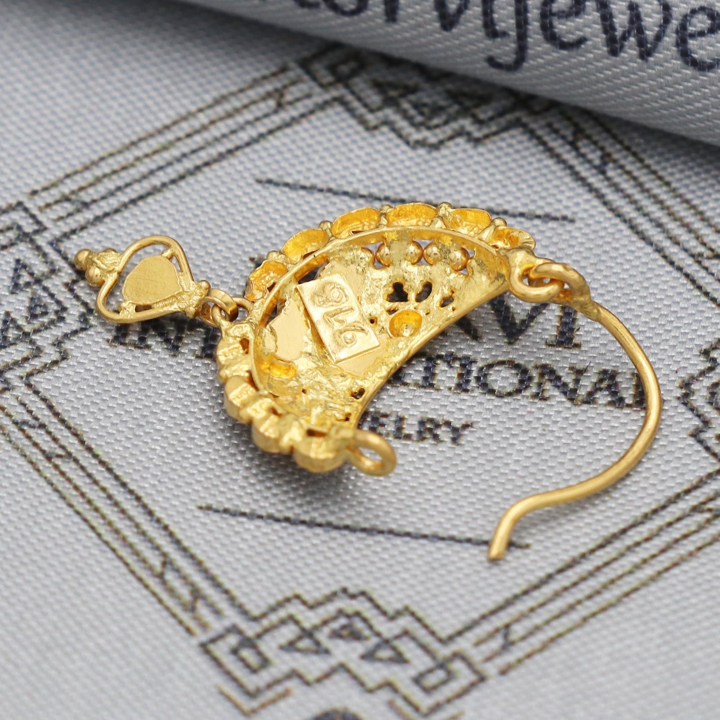 wedding party wear nose ring in 22k real solid gold, K5493