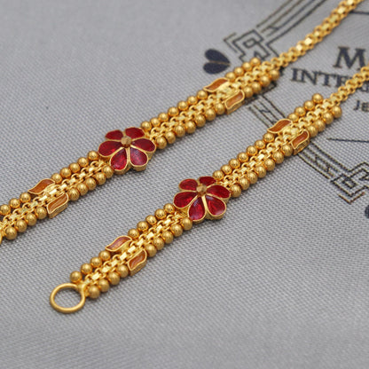 22k Yellow Gold Chain for Earrings, 22kt Handmade Gold Ear Chain for Women, Vintage Antique Design Indian Gold Earrings Jewelry, K5515