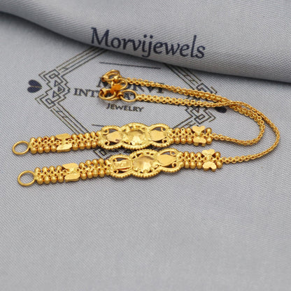22k Yellow Gold Chain for Earrings, 22kt Handmade Gold Ear Chain for Women, Vintage Antique Design Indian Gold Earrings Jewelry, K5516