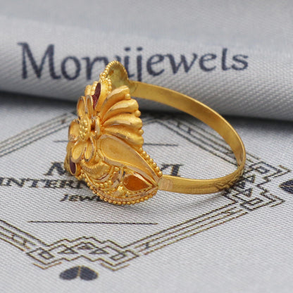 22k gold ring Jewelry, 22kt handcrafted indian vintage and antique design, pure gold ring, All Size, K5545