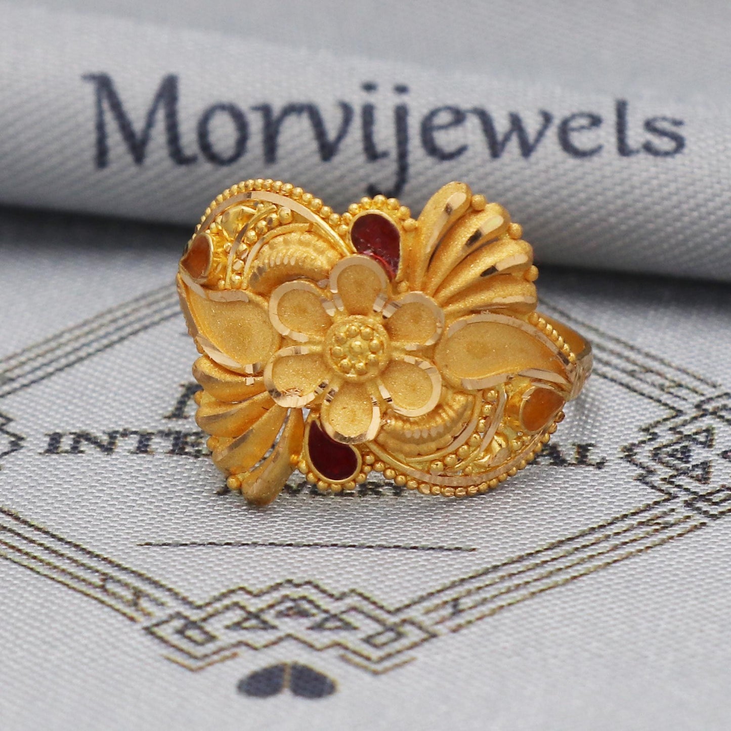 22k gold ring Jewelry, 22kt handcrafted indian vintage and antique design, pure gold ring, All Size, K5545