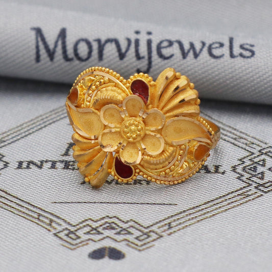 22k gold ring Jewelry, 22kt handcrafted indian vintage and antique design, pure gold ring, All Size, K5545