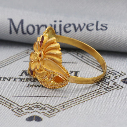 22k gold ring Jewelry, 22kt handcrafted indian vintage and antique design, pure gold ring, All Size, K5545