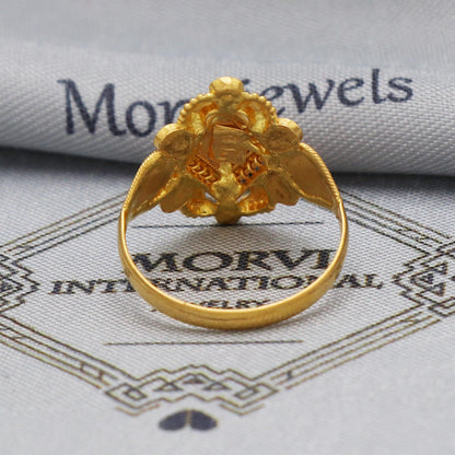 antique gold ring, 22karat gold ring, real gold ring, flower gold ring jewelry for gift