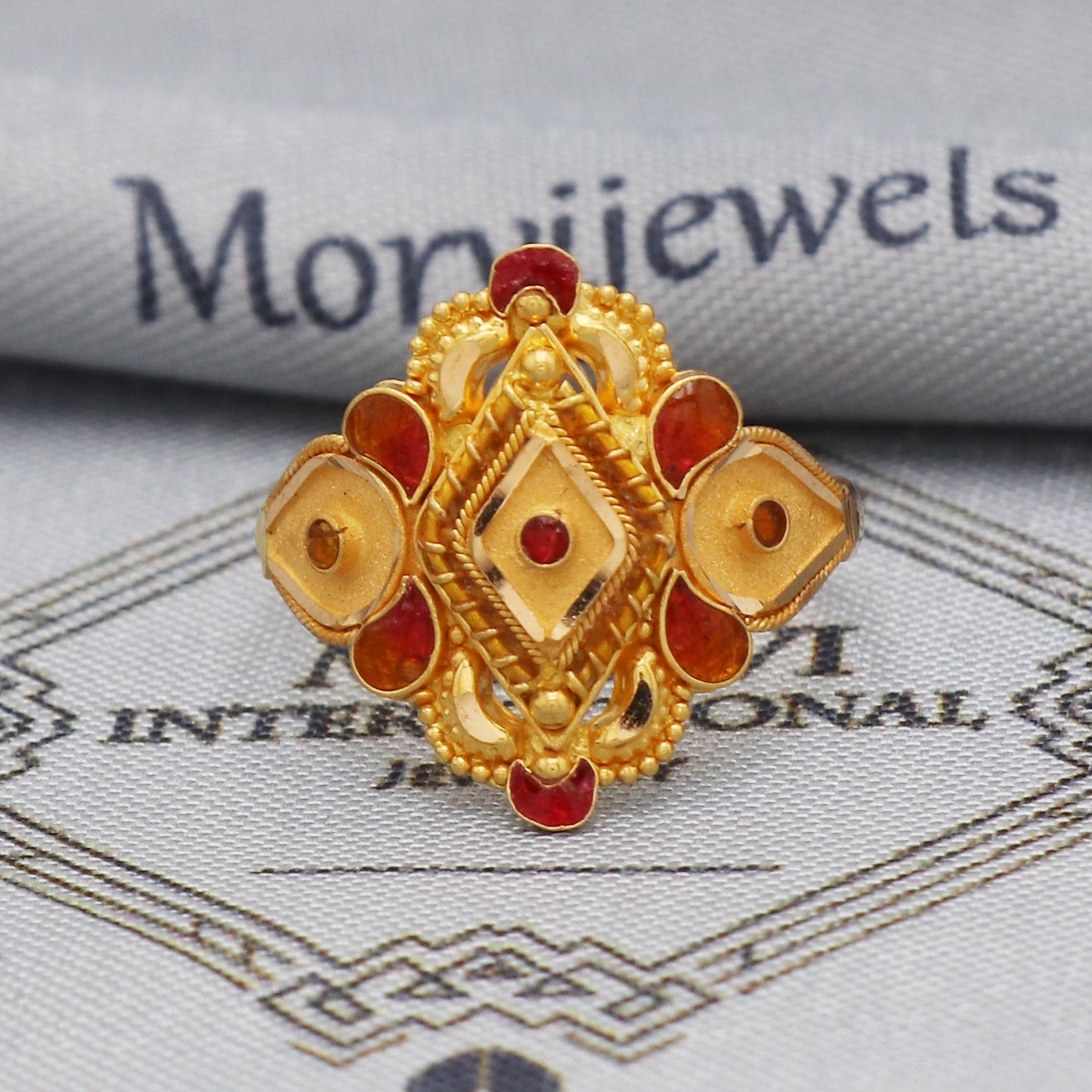 antique gold ring, 22karat gold ring, real gold ring, flower gold ring jewelry for gift