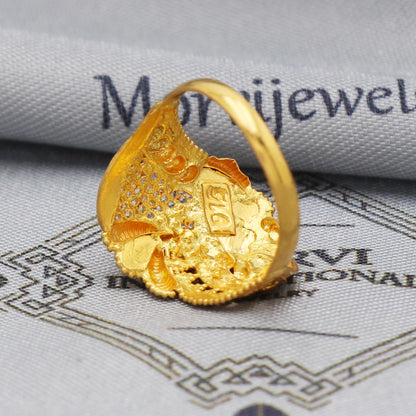 floral gold ring, 22karat gold ring, real gold ring,