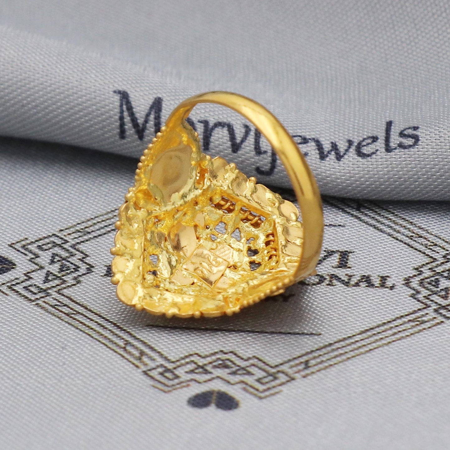 Pure 22k yellow gold ring handmade women jewelry for gift