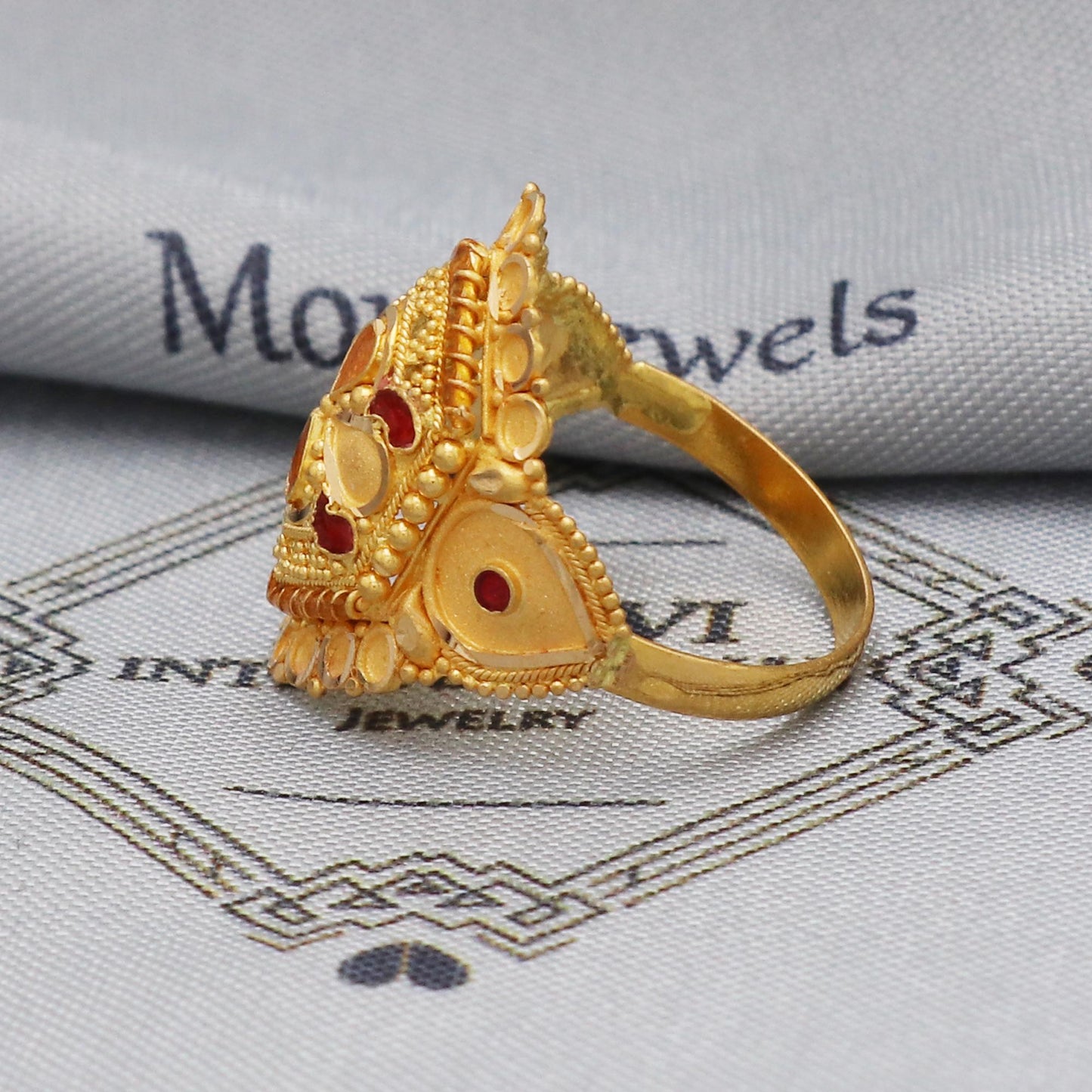 Pure 22k yellow gold ring handmade women jewelry for gift