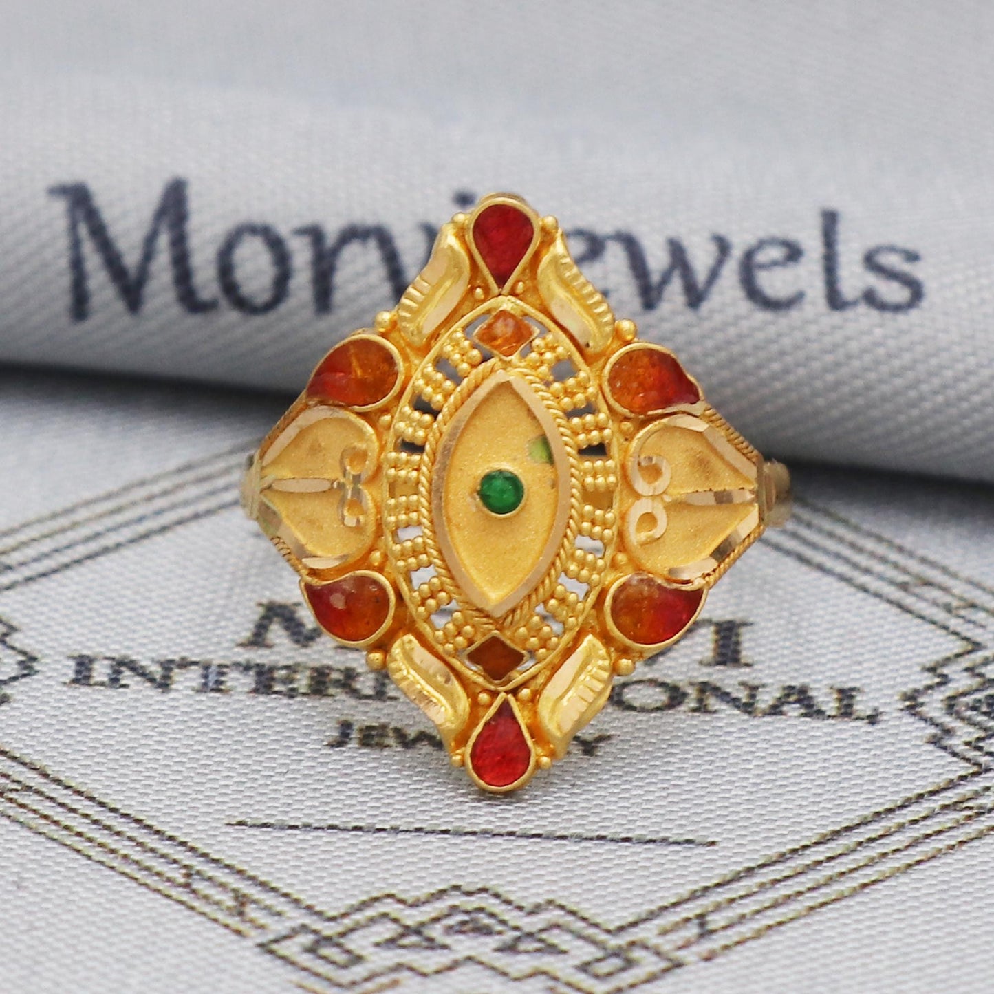 22k Yellow Gold Ring Jewelry, 22kt Handmade Indian Vintage and antique design, Pure Gold Ring, All Size, K5557