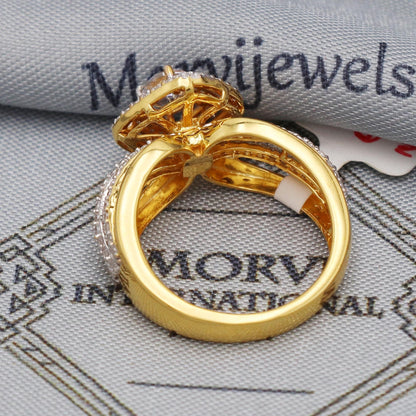Sparkling Zircons 22k Yellow Gold Ring Handmade Jewelry,  K5561